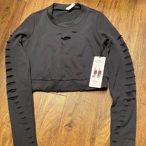 Alo Yoga Ripped Warrior Crop Long Sleeve Top